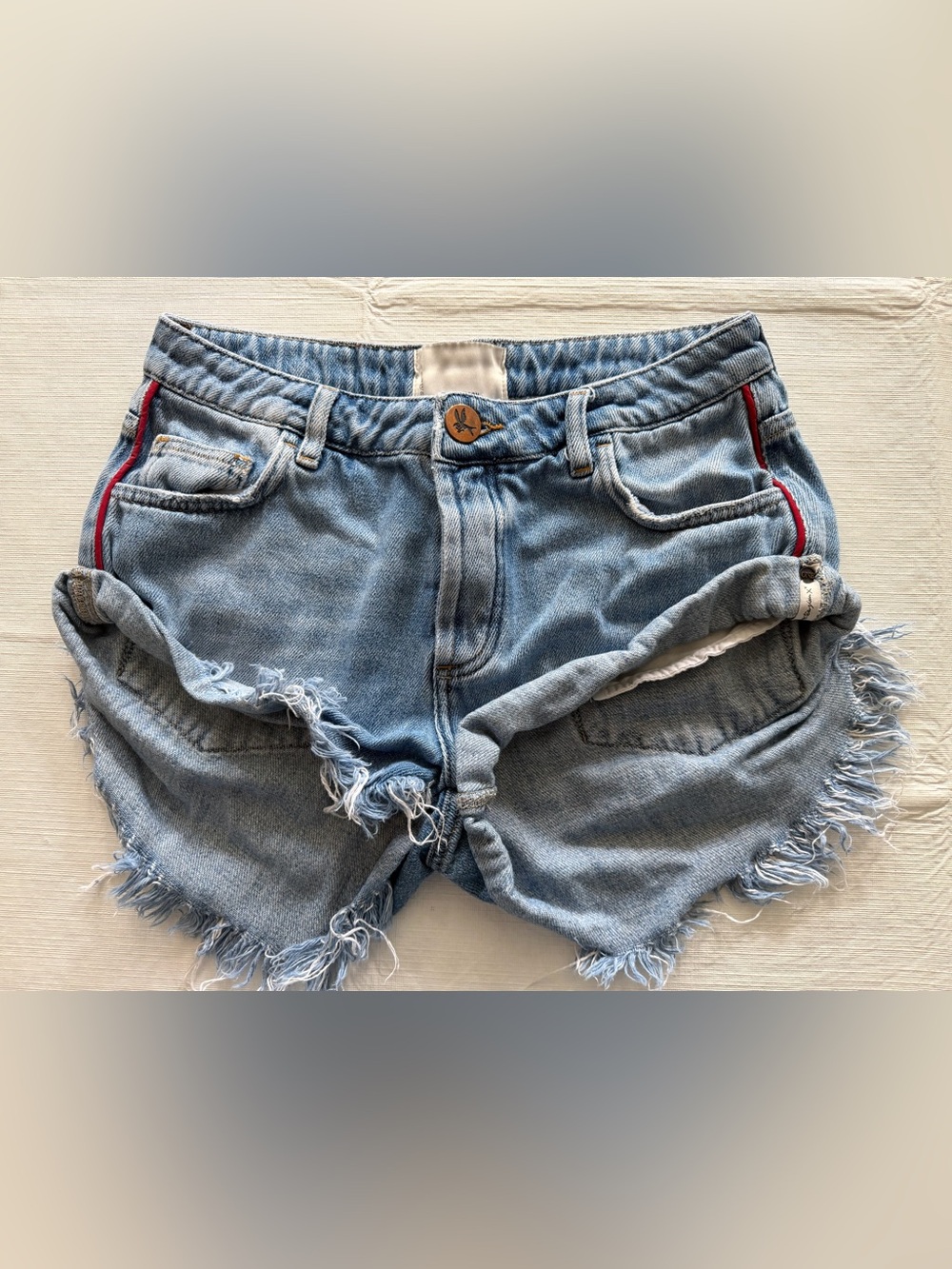 One Teaspoon Distressed Denim Blue Jean Shorts